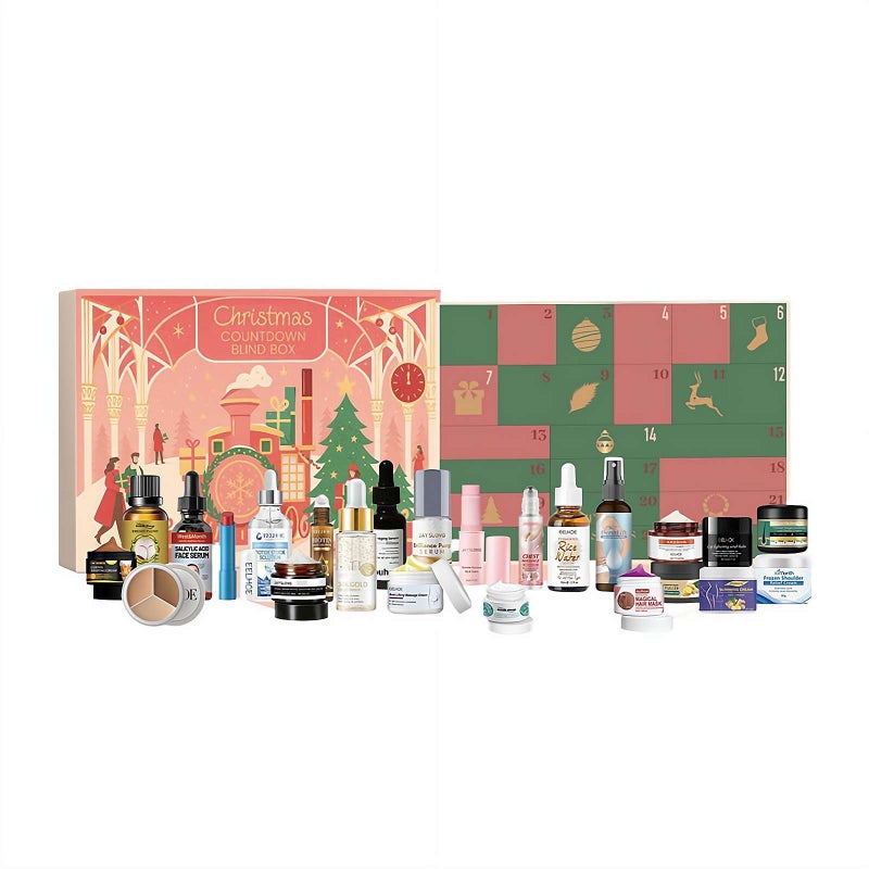 Christmas Beauty Advent Calendar, 24 Days Makeup Skincare Bli-nd Box for Women, Surprise Gift Set with Face Serum, Lip Balm, Hand Cream - Image 1